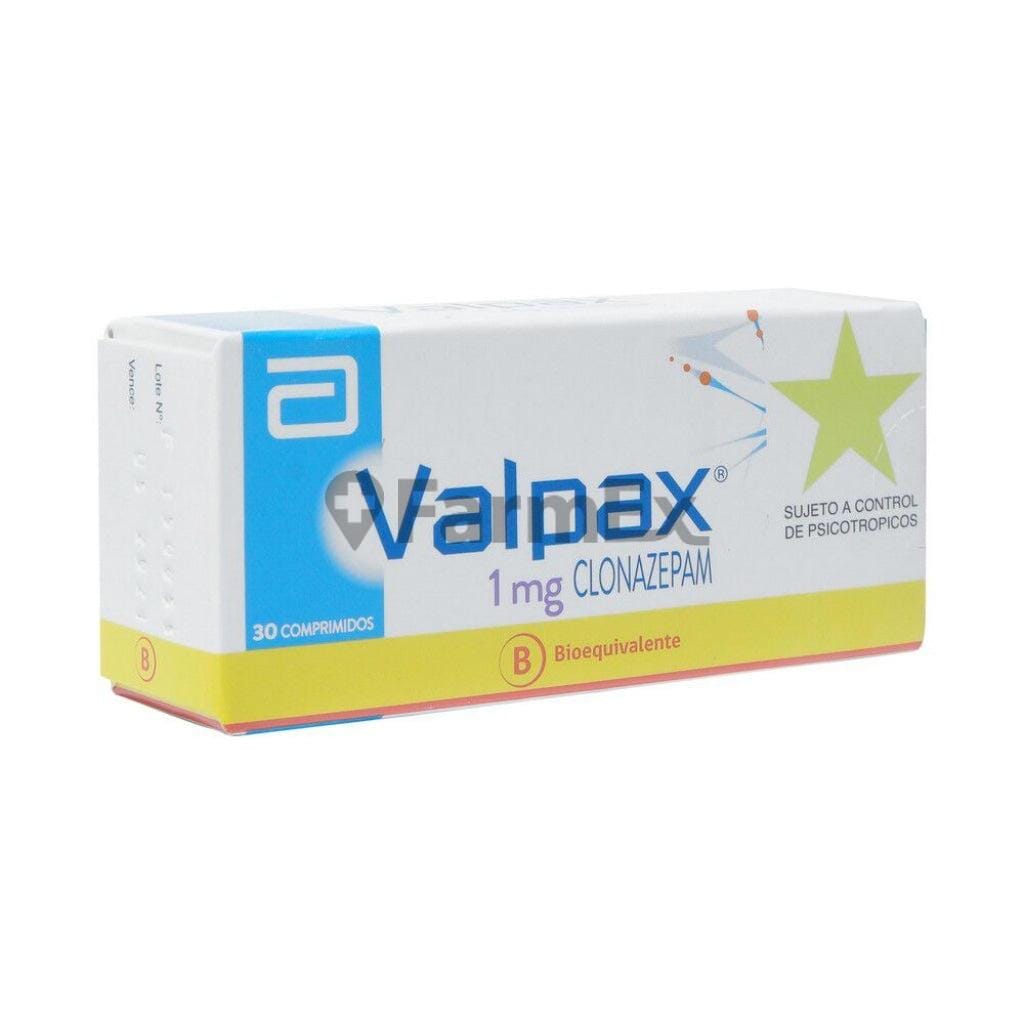 Valpax 1 mg x 30 comprimidos (Venta Solo en Sucursal) Farmex-Pluxee-Persistente